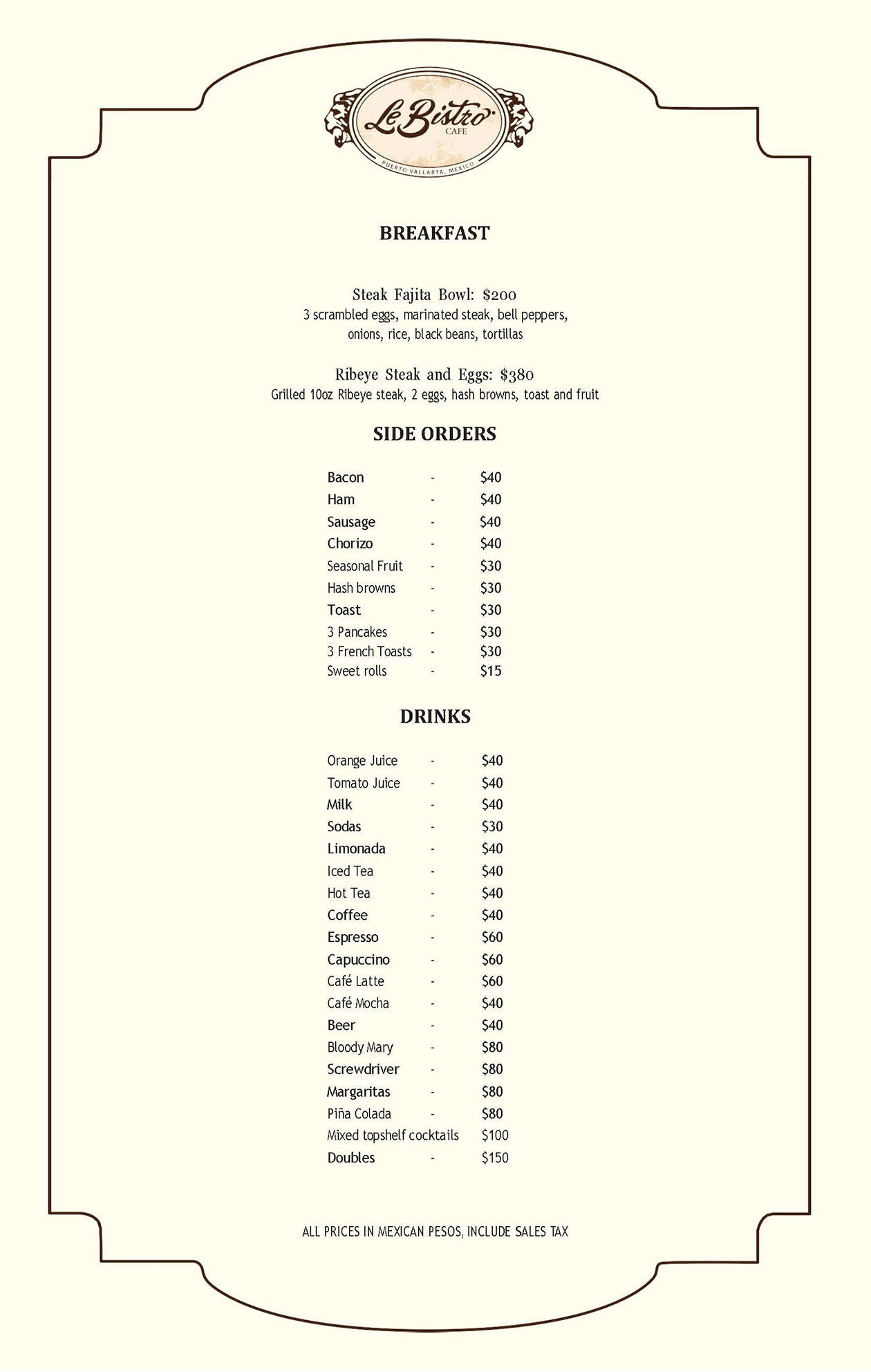 Breakfast and lunch menu english 2